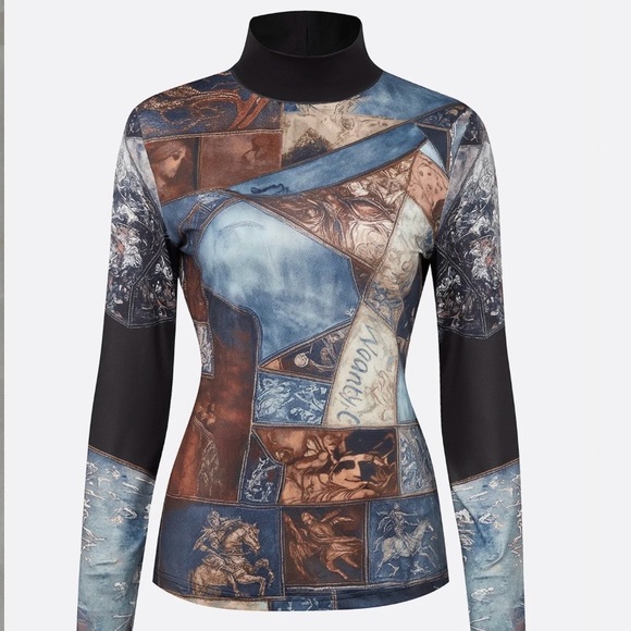 STYLEWE Multicolor Patchwork Turtleneck Top. Like New! - Picture 3 of 15